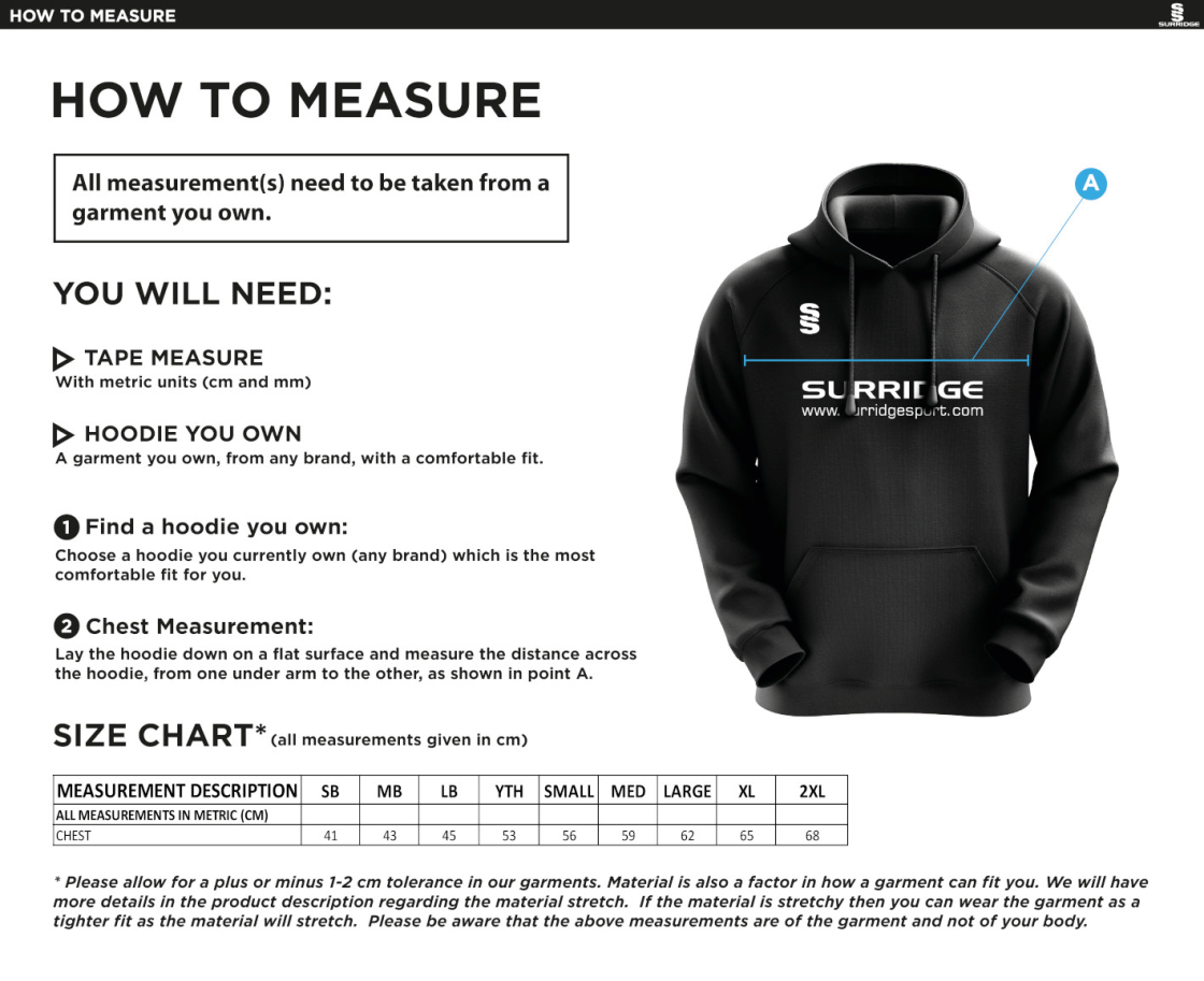Hockey - Blade Hoody : Navy / Sky / White - Size Guide