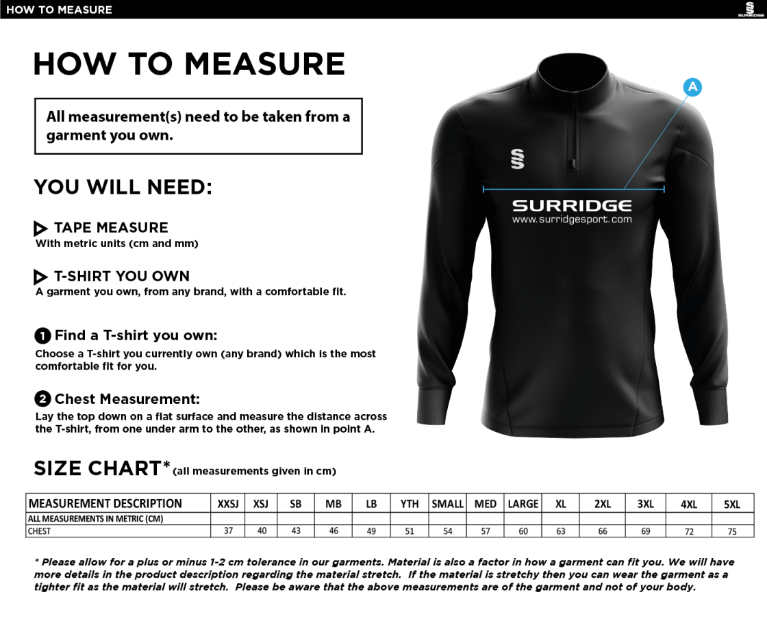 Rowing - Blade Performance Top : Navy / Sky / White - Size Guide