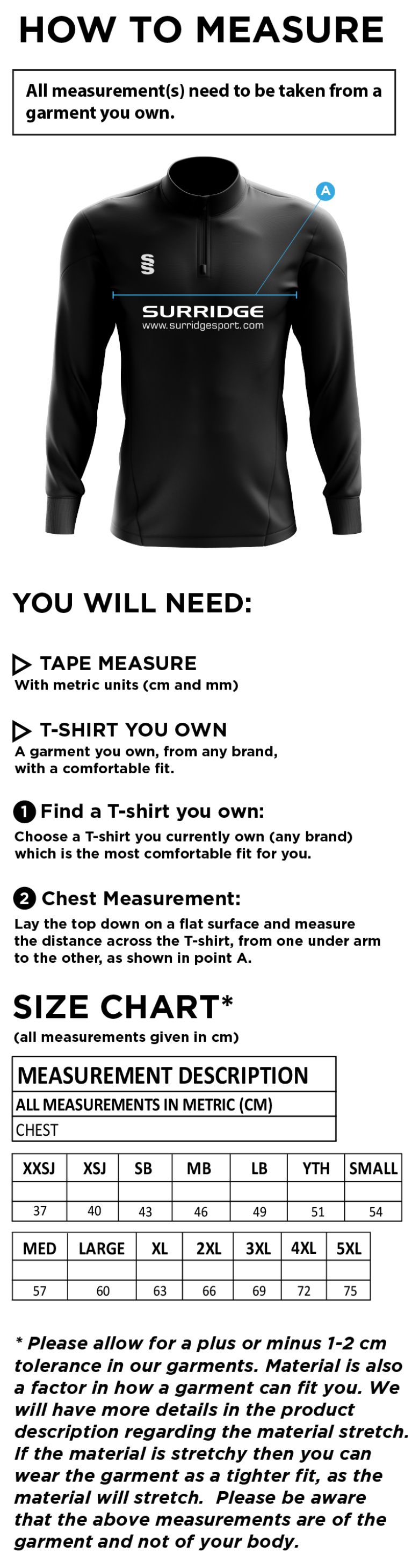 Rowing - Blade Performance Top : Navy / Sky / White - Size Guide
